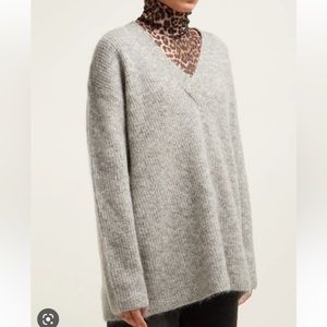 Ganni “Callahan” V-neck Mohair Blend Sweater